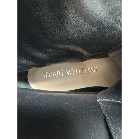 Stuart Weitzman Black Charli Zip Leather Platform Waterproof Boots NEW sz 9 - Picture 9 of 10